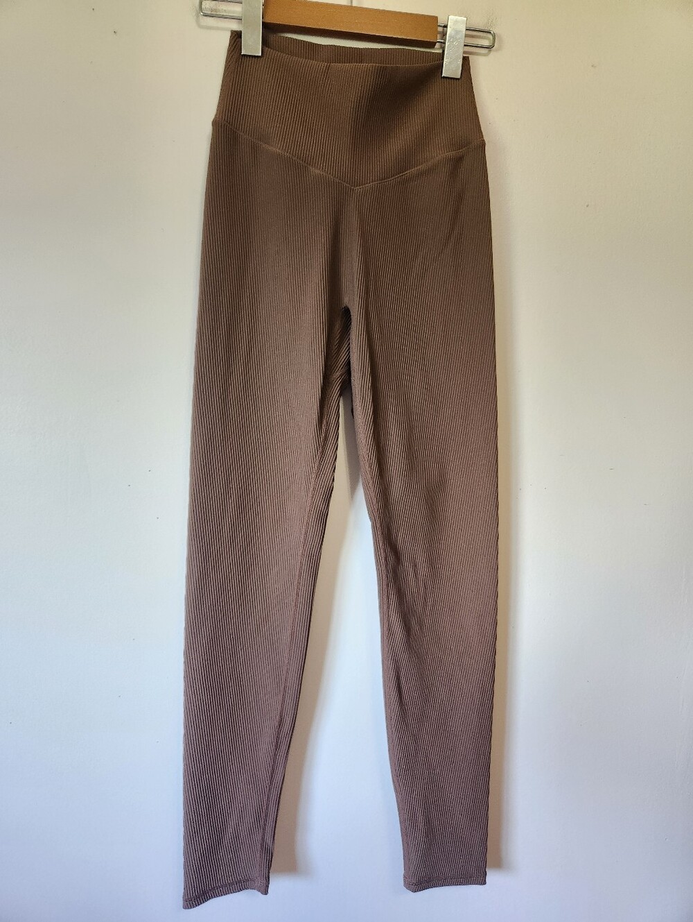 Buffbunny Material Girl Ribbed High Waisted Athleisure Leggings Brown M
